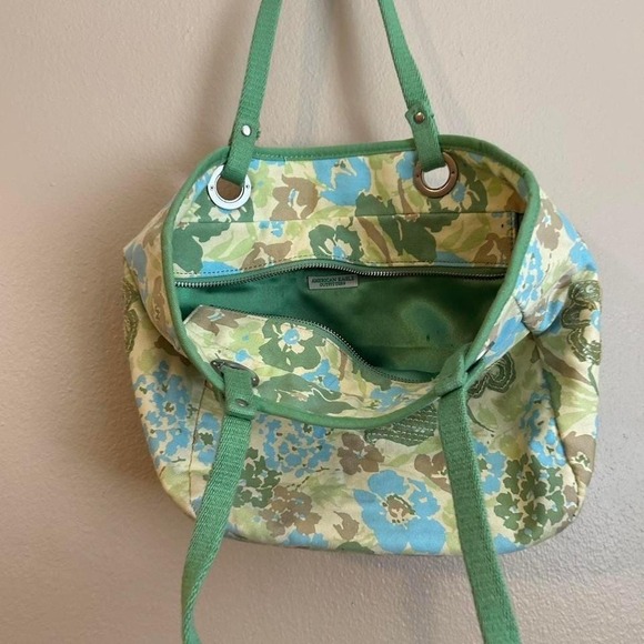 American Eagle Shoulder Handbag 2000s Floral Sequin Purse Blue Green - Picture 2 of 8